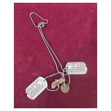 WWII era Dog Tags with 1936 penny and a car charm