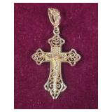 Gold colored Crucifix Pendant  marked 14k - 8.6gr