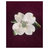 Porcelain Dogwood brooch - has broken leaf