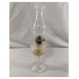 Clear glass ribbed base oil lamp