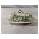 Vintage ceramic floral butter dish by Arlene