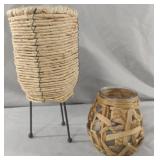 Woven basket and candle holder