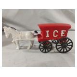 Vintage Cast Iron Horse Drawn ICE Wagon Carriage