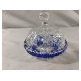 Vintage cobalt blue butter dish base with glass