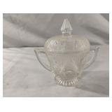 Vintage Iris And Herringbone Crystal Sugar Bowl
