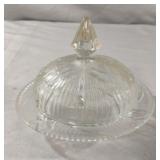 Vintage Iris And Herringbone Crystal Butter Dish