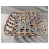 Tobacco wood and metal style basket 16 x 16