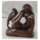 Abstract hand carved woman wood sculpture