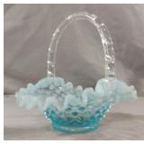 Fenton Light Blue Opalescent Hobnail Glass Basket