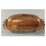 Gregorian solid copper covered butter dish.