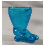 Vintage Fenton Blue Small Glass Boot Matchstick