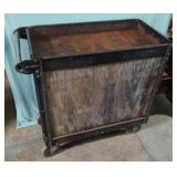 Metal and wood rolling cart 30 x 32 x 16