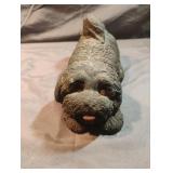 Concrete black shaggy dog statue 8" long
