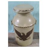 Vintage 10 Gal Milk Can Jug Metal w/Lid Patriotic