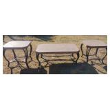 Stone and metal coffee table 49 x 18 1/2 x 29 1/2