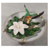Vintage 3D Hummingbird Plate with Gold Gilt Trim