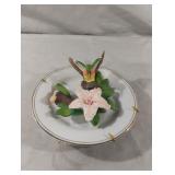 Vintage 3D Hummingbird Plate with Gold Gilt Trim