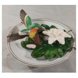 Vintage 3D Hummingbird Plate with Gold Gilt Trim