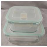 Glass food storage containers with locking lids