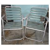2 Folding Aluminum Chairs with Metal Straps