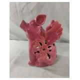 LARGE 10ï¿½ Pink Ceramic Flying Pig Lighted Candle