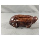 Hand carved wood turtle statue