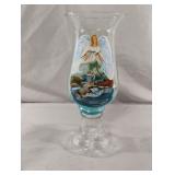 J. Hiatt hand painted glass candle holder