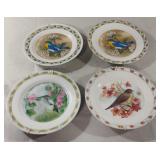 4 Vintage Seasonal Bird Porcelain Plates.