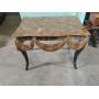 FAUX PAINTED LEOPARD SWAG SIDE TABLE.