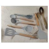 Silicone and wood spatulas and spoons