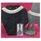 Choker Style Rhinestone Necklace with Matching