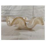 Murano Apricot Swirl Glass Bowl Italy with COA