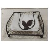 Metal rooster napkin holder