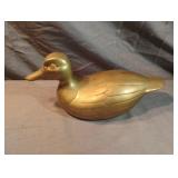 Vintage solid brass duck 11" long x 5" tall