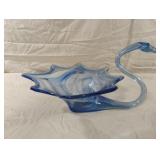 MCM hand blown blue glass swan
