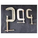 Three C-Clamps, 3", 2.5", 2"