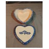 Spongeware ceramic heart bowl