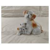 Vintage Porcelain Spaniel Dog with 2 Puppies