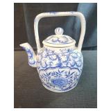 vintage blue and white Chinese porcelain teapot