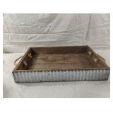 Wood tray with handles
