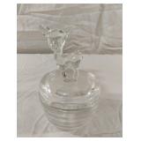 MCM Vintage Jeanette Clear Glass Deer Fawn Powder