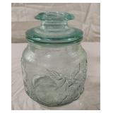 Libbey Glass Orchard Fruit Embossed Green Glass