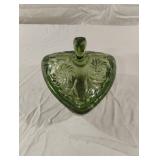 Hazel Atlas Green Triangle Glass Candy Dish with