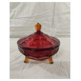 Vintage Indiana Tiara Amberina Candy Dish With