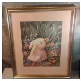 Unique bunny and floral framed photo by Donna