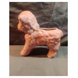 Vintage Pink Ceramic Fluffy Wooly Lamb W/Bow