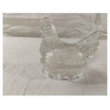 Vintage Glass Nesting Hen Candy Dish. Missing