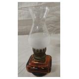 Vintage amber glass miniature oil lamp
