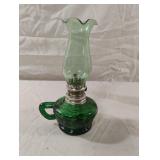 Vintage miniature green finger oil lamp with