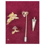 Hat Pin, Copper Pendant, 2 Cherub pins